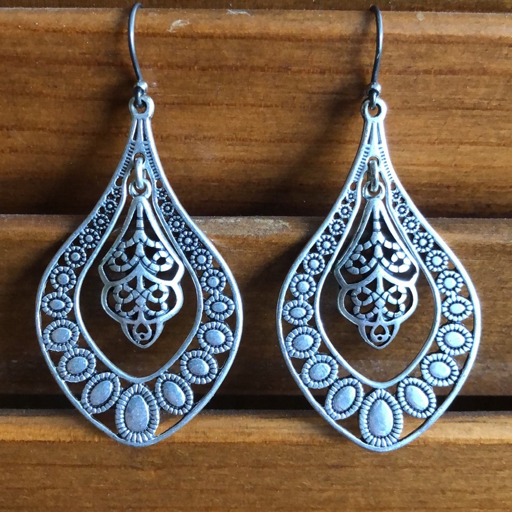 Silver French hook earrings